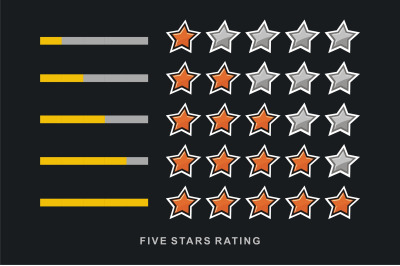 5 Star vector icon, rank, gold favorite web symbol.