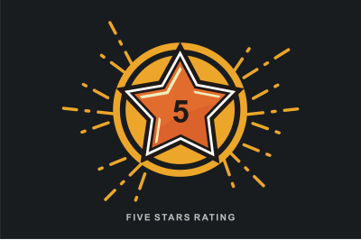 5 Star vector icon, rank, gold favorite web symbol.