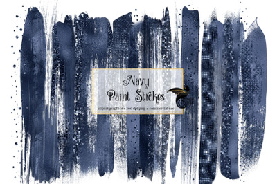 Navy Blue Brush Strokes Clipart