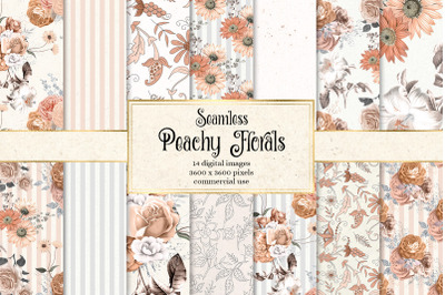 Peachy Floral Digital Paper