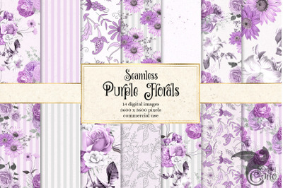 Purple Floral Digital Paper