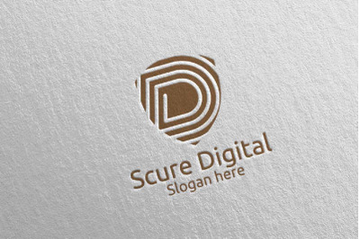 Secure Digital Letter D Digital Marketing Logo 78