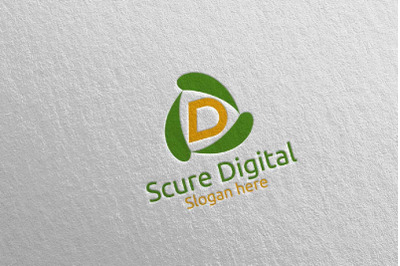 Secure Digital Letter D Digital Marketing Logo 79