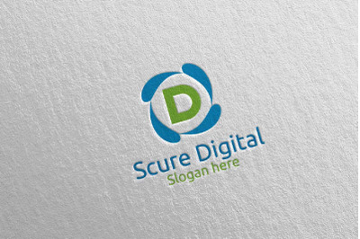 Secure Digital Letter D Digital Marketing Logo 80