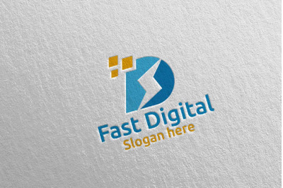 Fast Digital Letter D Digital Marketing Logo 81