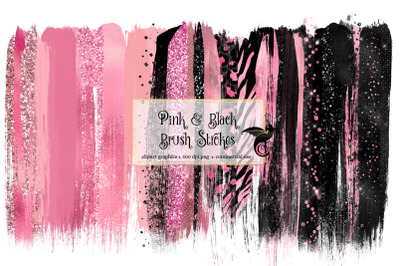 Pink and Black Brush Strokes