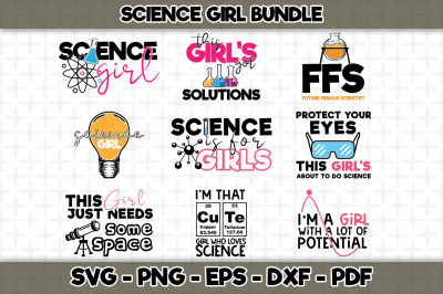 Science Girl SVG Bundle - 9 Designs Included
