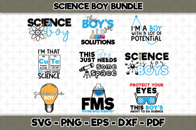 Science Boy Bundle - 9 Designs Included - SVG Cut Files