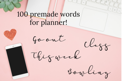 Words for planner&2C; 100 Calligraphic Scripts Bundle font clipart&2C; Font