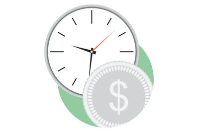 Money and time flat icon vector