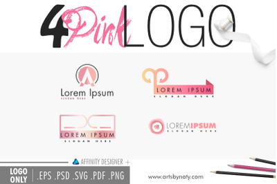 Pink modern logo set.