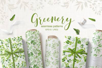 Greenery seamless patterns