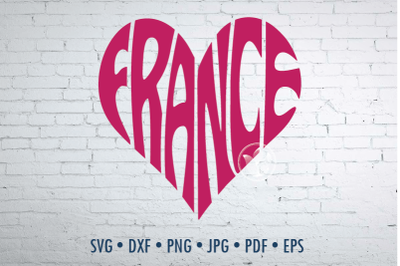 France Word Art, Svg Dxf Eps Png Jpg, Cut file