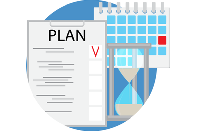 Planning and time management icon flat vector