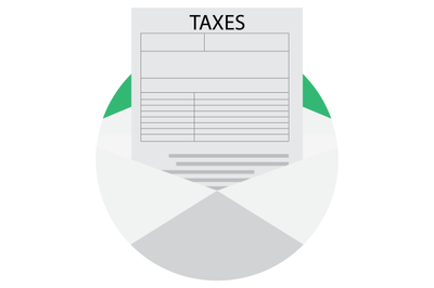 Tax letter icon flat vector