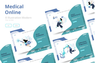 Medical Online sets Illustration