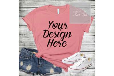 Bella Canvas 3001 pink Unisex T-shirt Mock Up shirt template White