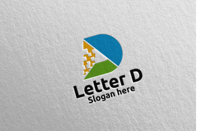 Digital Letter D Logo Design 12