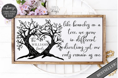 Like Branches On A Tree - Customize Family Name Cutting File
