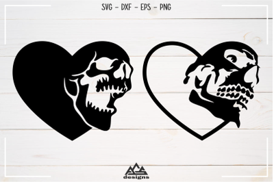 Heart Love Skull Svg Design
