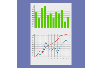 Financial document with charts and diagrams