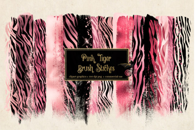 Pink Tiger Brush Strokes Clipart