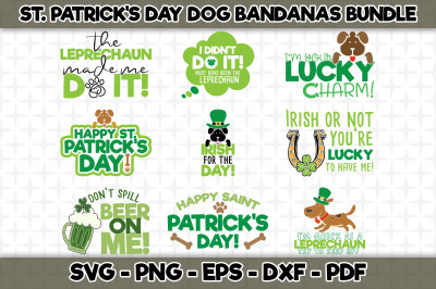 St. Patrick&#039;s Day Dog Bandana Bundles - 9 Designs Included