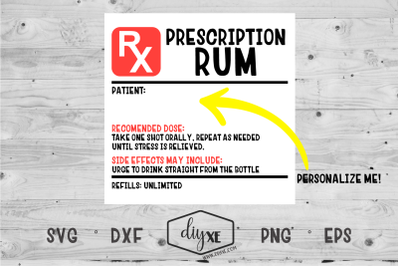 Prescription Rum Label