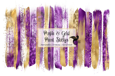 Purple and Gold Brush Strokes Clipart