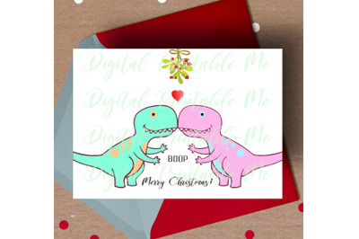 Dinosaur Christmas Card&2C; printable christmas card&2C; love dino Card&2C; mis