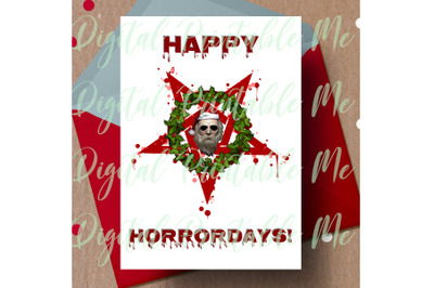 Happy Horrordays&2C; alternative christmas&2C; dark christmas card&2C; gothic C