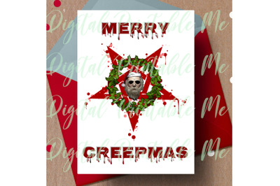 Merry Creepmas&2C; alternative christmas&2C; dark christmas card&2C; gothic Chr