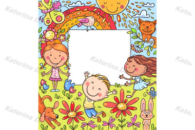 Frame with happy kids