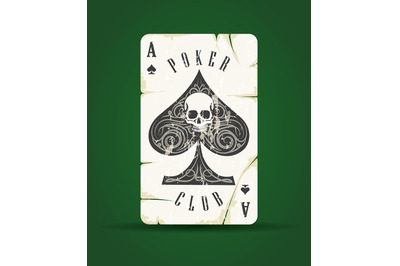 Ace of Spades with Skull Playing Card Emblem