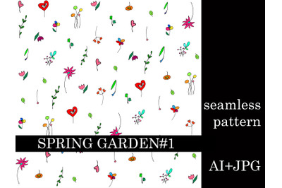 Spring flowers seamless pattern, bright flowers ornament and decor