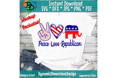 Peace Love SVG, Republican Party SVG, American President, Election Cam