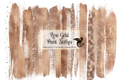 Rose Gold Brush Strokes Clipart