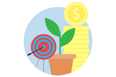 Financial success, achieving goals vector icon