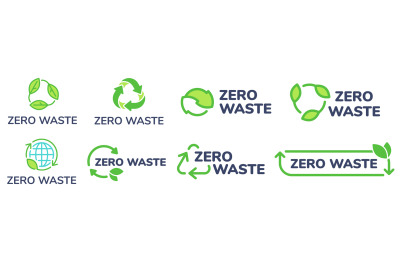 Zero waste labels. Green eco friendly label, reduce wastes and recycle