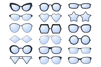 Glasses silhouette. Various eyeglasses frames for men and women fashio