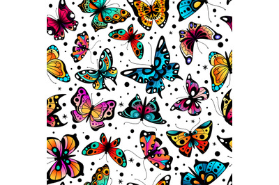 Butterfly seamless pattern. Cute colorful butterflies&2C; beautiful insec