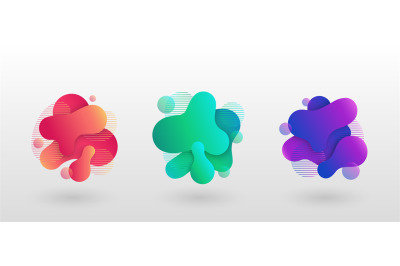 Dynamical colored forms. Geometric abstract elements with flowing liqu