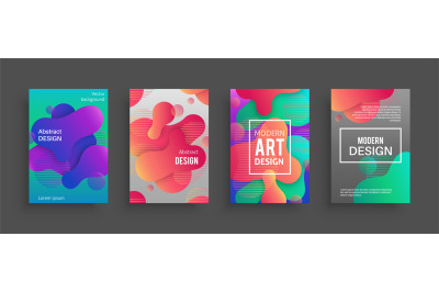 Dynamic form posters. Colored geometric forms and lines. Gradient abst