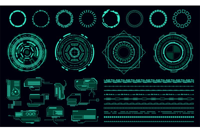 Hud elements. Futuristic green user interface, virtual graphic control