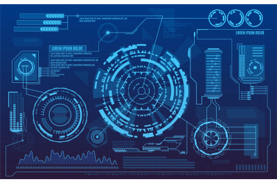 Hud dashboard. Futuristic user interface with digital infographics and