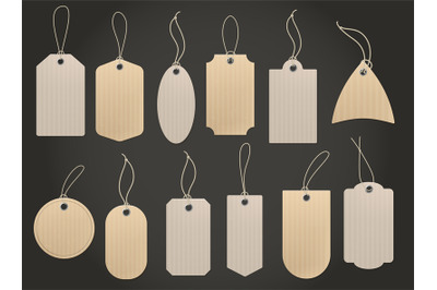 Craft hanging labels. Price brown paper tag for natural eco food groce