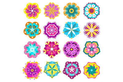 Spring flowers icons. Retro flowers clip art&2C; cute colorful floral sti