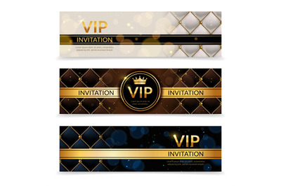 Vip banners. Premium invitation card, luxury golden and platinum desig