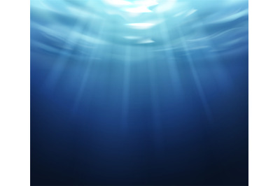 Water surface. Blue ocean underworld with sun reflection&2C; aqua pattern