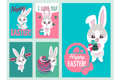 Easter flyers. Traditional fun elements for easterd holiday invitation